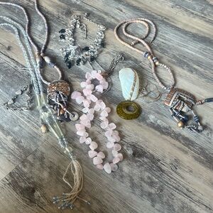 Necklace Lot. One Bracelet. Pink Quartz, Tribal Necklaces, Dragon Blood
